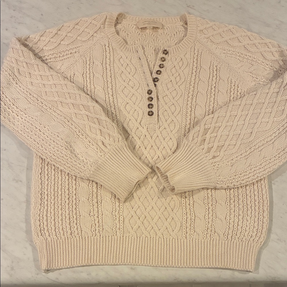 Sezane Bree Jumper Women's Cream Cable Knit 100% Cotton Sweater M